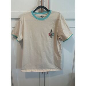 Raising Cane's Chicken Fingers Graphic T Shirt Cream Yellow Ringer Tee Size M